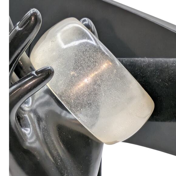 Vintage Clear Shimmer Translucent Lucite 1.5" Wide Bangle Bracelet - Picture 1 of 6
